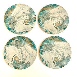 Dulce Stone Coasters w/Gold Accents Set of 4